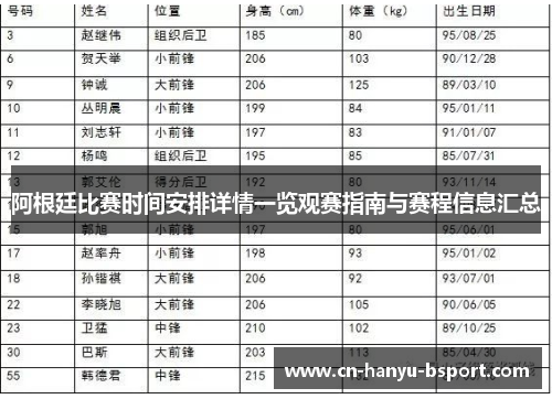 阿根廷比赛时间安排详情一览观赛指南与赛程信息汇总