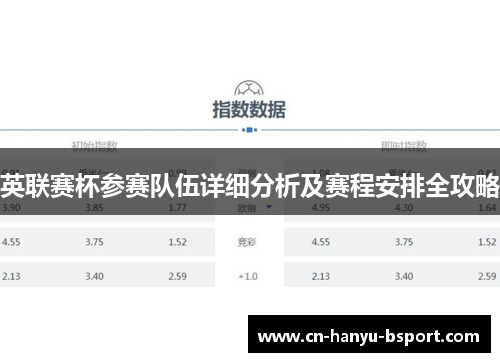 英联赛杯参赛队伍详细分析及赛程安排全攻略