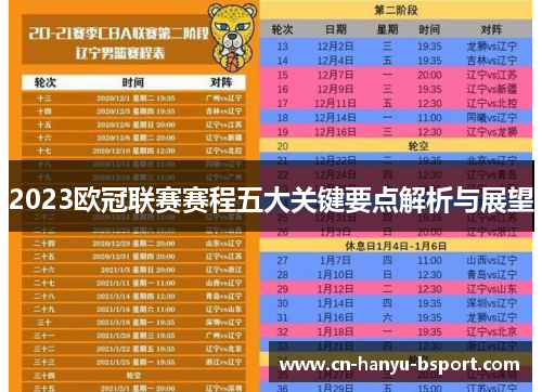 2023欧冠联赛赛程五大关键要点解析与展望 2023欧冠联赛赛程五大关键要点解析与展望