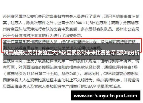 魏震禁赛处罚引发的五大热议因素及对未来比赛的深远影响分析